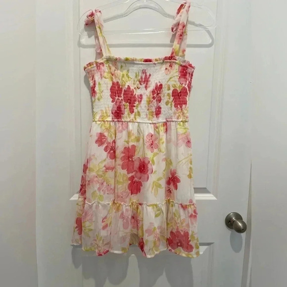Francesca's Trixxi Pink Floral Sundress with Tie Straps - Picture 1 of 12